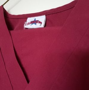 🌹 Burgundy Red Scrub Star Nurse Scrubs Set🌹